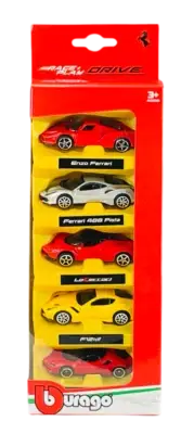 BBURAGO FERRARI SET OF 5pcs 1:64 DIE CAST METAL MODEL NEW IN BOX ENZO LAFERRARI