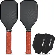 Pickleball Training Paddle, 7.6-8.2oz Pickleball Trainer 14/16/19mm, Raw Carbon Fiber Sweet Spot Pickle Ball Paddle with Paddle Cover, Extra Long Handle for Men Women, Shot and Spin Frosted Surface