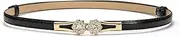 [YOU&M] Womens Bright Leather Slim Thin Narrow Waist Belt Not-Hole with Crystal Buckle for Dress Corset OL