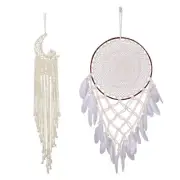 Handmade Woven Dreamcatcher Moon for Butterfly Boho Macrame Wall Hanging Tapestr