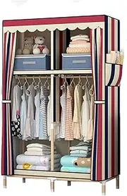 Fabric Wardrobe,Detached Clothes Closet Organizer Portable Open Clothes Shelf with Storage Side Pockets(Color:C) (A)