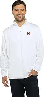 Vantage Apparel Collegiate Men's Micro Mesh White Performance 1/4 Zip Pullover, Nebraska Cornhuskers, White, XX-Large