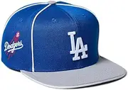 Mitchell & Ness LA Los Angeles Dodgers Pipe Snapback Cap, Adjustable Hat Blue Grey, Blue Grey, One Size