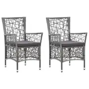 Outdoor Chairs 2 pcs with Cushions Poly Rattan Grey vidaXL