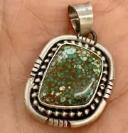 Navajo Royston Turquoise Pendant Sterling Silver 7grams Signed S Skeets Native