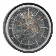 Hemisphere Round Moving Cogs Wall Clock – Black