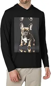 [JEJEA] Long Ears French Bulldog Print Men's Shirts Long Sleeve Hoodies Fashion Tee Shirts,Causal Fit No Buttons T-Shirts