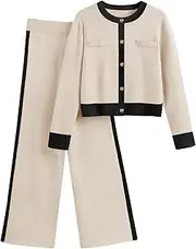 [LILLUSORY] Womens 2 Piece Sets Lounge Matching Cardigan Sweaters and Wide Leg Pants 2024 Fall Fashion Outfits Clothes