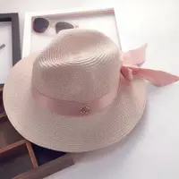在飛比找ETMall東森購物網優惠-遮陽帽歐美女夏季沙灘粉色蝴蝶結