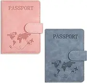[YQQYG] 2 PCS Travel Passport Holder, Travel Document Holder RFID Blocking Passport Holder, Travel Must Have Passport Book Holder Travel Wallet Cover Passport Holders, Passport Holder for Travel Women and Men