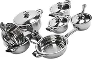 Pots and Pans Set, 7 Pieces Stainless Steel Cookware Set, Uniform Heat Conduction Pots Pans Stockpot Steam Grid Cooking Kit for Frying, Cooking, Stewing, Roasting
