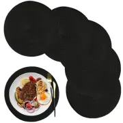 Round Braided Placemats Set of 6, 12.6 Inch Small Circle Place Mats Washable ...