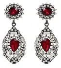 Amrita Singh Victorian Ruby Crystal Statement Double Drop Earrings ERC 1682 NWT