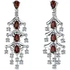 Garnet Earrings Sterling Silver Pear Shape 4 Carats