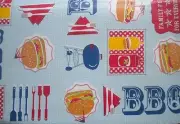 New Summer Fun Vinyl Table cloth BBQ Barbecue Theme 60" Round