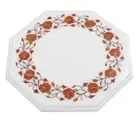 1'x1' Marble Side Table Top Carnelian Stone Floral Inlay Handmade Garden Decor