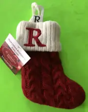 ST NICHOLAS SQUARE MONOGRAM KNIT MINI STOCKING “R”- NWT