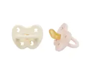 Hevea Hevea Natural Rubber Coloured Orthodontic Pacifier (Dummy) - 2 pack - Powder Pink & Milky White