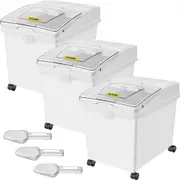 VEVOR Ingredient Bin, 10.5 Gallons Capacity Ingredient Storage Bin, PP Material Flour Bins On Wheels, White Shelf Ingredient Bin with Scoop and Slidin