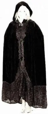 BLACK ONYX ARTDECO STEVIE NICKS STYLE VELVET MUCHA GYPSY BOHO DELUXE HOODED CAPE
