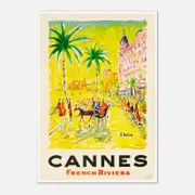Galrie Cannes Vintage Travel Poster: Explore the Glamour of French Riviera Art Print, Poster Only, 70 x 100cm (28 x 40inch)