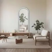 White Arched Mirror 80x180 cm Solid Wood Frame HD Clear Glass Wall-Mounted Free-Standing for Bedrooms Hallways Living Rooms Elegant Home Décor Piece