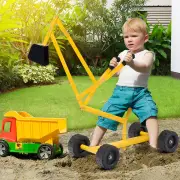 CostwayKids Ride on Sand Digger with Rotatable Seat for Beach Yellow