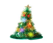 Christmas Hats Christmas Tree Tinsel Hats Xmas Tree Hat Glitter Christmas Hats for Christmas Costume Adults and Kids