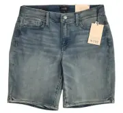 NYDJ Women's Ella Shorts Size 8 Blue Jean Side Slit New ALTAIR Cute!