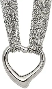 [JewelryWeb] Stainless Steel Multi strand-Multi-Strand Polished Love Heart Toggle Necklace 43 Centimeters 24mm Wide-Strand-Necklace for Women