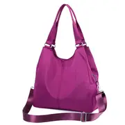 Women Travel Nylon 3 Layers Waterproof Solid Large Capacity Crossbody Bag Purple