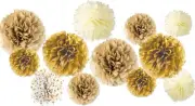 AIM & GGKK Paper Pom Poms Gold Gradient Gold Dot White Tissue Hanging Paper Pom