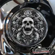 HARLEY DAVIDSON TIMING COVER BIG TWIN CAM, MILWAUKEE 8, SPORTSTER - B&W Skull