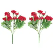 5 Branch 10 Artificial Silk Hydrangea, 2 Pack Fake Flowers Faux Decoration, Red