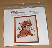 Ruth Morehead Kitten Mouse ... Vintage 1979 Columbia Minerva Crewel Picture Kit
