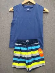 Wonder Nation Boys 2-Pack Sleeveless Tank Top + Multicolor Swim Shorts XS