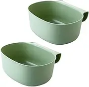 Over The Cabinet Door Basket,Hanging Trash Can Waste Bin Garbage Rack Kitchen Waste Basket Household Uncovered Plastic Storage Box,2pcs (Green)