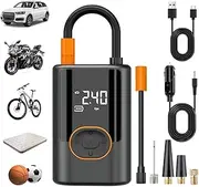 Tire Inflator Portable Air Compressor, 150PSI Cordless Air Pump for Car Tires, 3X Faster Inflate Electric Tire Pumps with Tire Pressure Gauge for Car Bikes Motorcycle Balls, Dual-Use Type