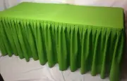 8' Fitted Polyester Double Pleated Table Skirting Cover w/Top Topper Apple Green