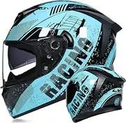 Motorbike Helmet Flip Up Helmet High Definition Double Visor Full Face Integrated Helmet for Men Women DOT/ECE Approved Motorbike Crash Helmet Ventilation Design