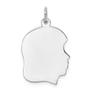 Sterling Silver Rhod-Plate Eng Girl Disc Charm Polish On Front/Back