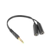 6.35mm Stereo Plug Male to Dual 1/4" 6.35mm Jack Female Y Splitter Adapter Cable