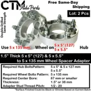 2x 1.5" Thick 5x5.5 to 5x135 87mm CB Wheel Adapter Spacer Fit 12-22 5Lug Ram1500