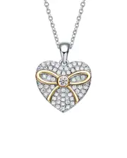 Genevive Kids Two-Tone Over Silver CZ Pendant Necklace