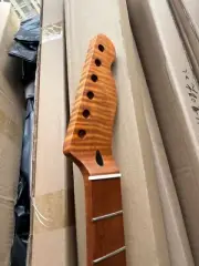 5A 22 Frets Tiger Roasted Flame Maple Guitar Neck for DIY Telecaster Replacement