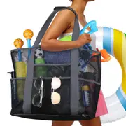 Summer Large Beach Bag Towels Mesh Durable Travel Handbag Swimming Storage Bag