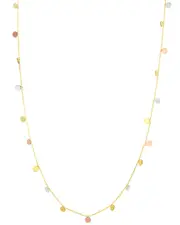 14K Italian Gold Tri-Tone Mini Disc Dangle Necklace