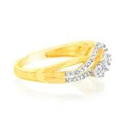 Gold Plated Sterling Silver 1/5 Carat Diamond Trilogy Wrap Around Ring, L