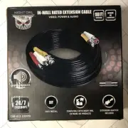 Night Owl In-Wall Rated 100 FT BNC/RCA Extension Cable VIDEO POWER & AUDIO