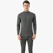[ZJJJSKJ] Men's Mid Collar Thermal Underwear Cotton Comfort Underwear Set Four Colors Quick-Drying Breathable Sports Bottoming Top(Size:XX-Large,Color:B)